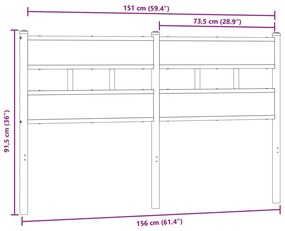füstös tölgy színű szerelt fa és vas fejtámla 150 cm