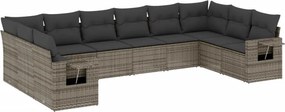 vidaXL 10 részes szürke polyrattan kerti ülőgarnitúra párnákkal