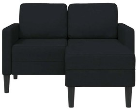fekete anyagból 2 üléses kanapé L-alakú kanapéval 125 cm