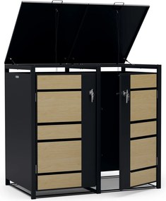 Blumfeldt BinSafe, szemétkosár tároló doboz, 2 szemétkosár, 240 l, zárható, időjárásálló horganyzott acél