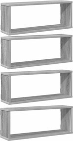 vidaXL 4 db szürke sonoma színű szerelt fa fali kockapolc 60x15x23 cm