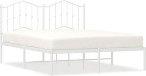 vidaXL fehér fém ágykeret fejtámlával 135 x 190 cm