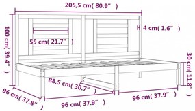 tömör fenyőfa kanapéágy matrac nélkül 90 x 200 cm