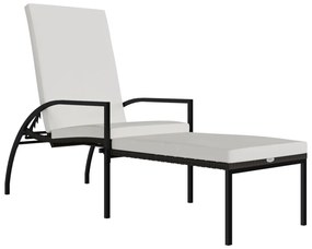 Barna polyrattan napozóágy lábtartóval
