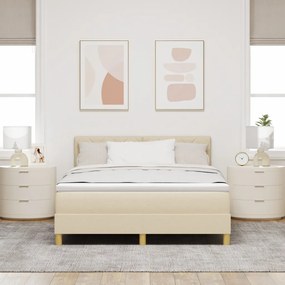 Box Spring Ágy Matrac Krém 160x200 cm Szövet