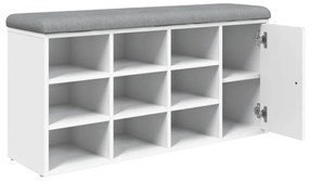 fehér szerelt fa cipőtároló pad 102 x 32 x 50 cm