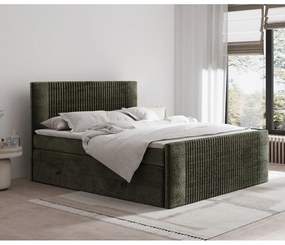 Sötétzöld ágyneműtartós boxspring ágy 200x200 cm Bergamo – Maison de Rêve
