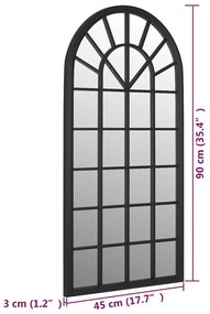 fekete vas kerti tükör kültéri használatra 90 x 45 cm
