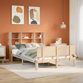 tömör fenyőfa könyvespolcos ágy matrac nélkül 150 x 200 cm
