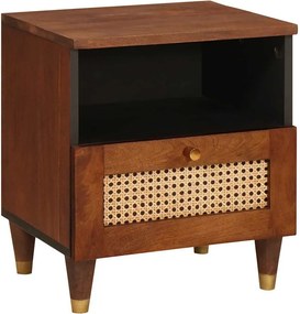 vidaXL Éjjeliszekrény fiókkal Barna 40 x 33 x 46 cm Tömör akácfa