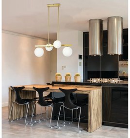 Fehér-aranyszínű függőlámpa üveg búrával Kama – Candellux Lighting