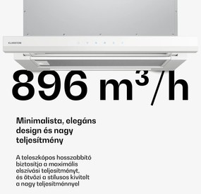Klarstein Velaire kihúzható páraelszívó 60 cm-es, Elegáns, minimalista, nagy teljesítményű, EEC A++, 896 m³/ó