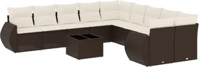 vidaXL 11 részes barna polyrattan kerti ülőgarnitúra párnákkal