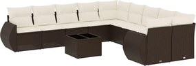 vidaXL 11 részes barna polyrattan kerti ülőgarnitúra párnákkal