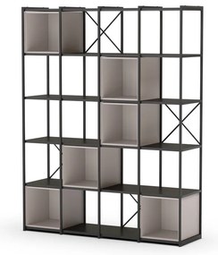 Fekete-krémszínű könyvespolc 140x179 cm Anya – Marckeric