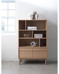 Natúr színű könyvespolc tölgyfa dekorral 140x90 cm Ponza – Unique Furniture