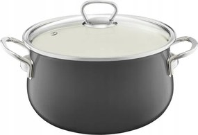 Zománcozott Fazék Fedővel 20 CM 2,6L Sötétszürke Emalia Olkusz