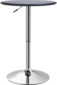 HOMCOM Bárasztal Étkezőasztal Bárasztal, Konyhai Asztal Nappaliba, Étkezőbe, Króm Acél, Műbőr, Fekete, Ø63 x 67-93 cm | Aosom