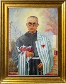 Szent Maximilian Kolbe Vászonkép Arany Keretben 30X40