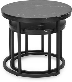 Dohányzóasztal szett fekete márvány színben. MAURO