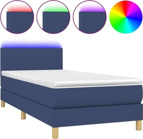 vidaXL kék szövet rugós és LED-es ágy matraccal 80 x 200 cm
