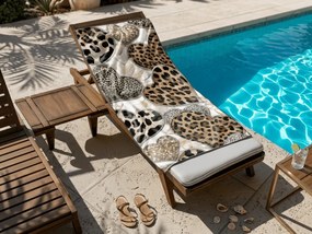 Gyorsan száradó strand fürdőlepedő LEOPARD HEARTS barna-fehér 70 x 140 cm, 100% mikroszál