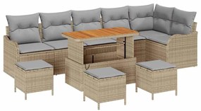 vidaXL Kerti Kanapé Szett párnával 10 pcs Beige és Világosszürke