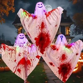 LED-es lĂłgĂł szellemek zsinĂłron Halloween dekorĂĄciĂł 57x66cm 3db-os szett
