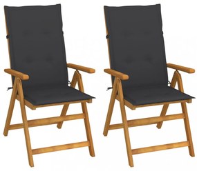 2 db dönthető tömör akácfa kerti szék párnákkal