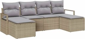 vidaXL Kanapé Szett 6 pcs Bézs polirattan