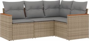 vidaXL 4 részes bézs polyrattan kerti ülőgarnitúra párnákkal