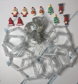 Karácsonyi fények - LED hatszögletű gyűrűk - 10 db - teplá bílá