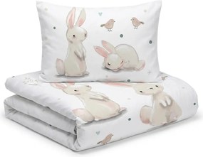Pamut ágynemű babaágyba BUNNIES fehér Ágyneműhuzat mérete: 40 x 60 cm | 100 x 135 cm