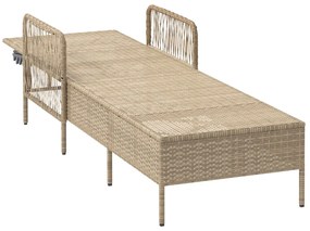 Napozóágy Bézs és krém színű PE Rattan 157 x 55 x 92 cm
