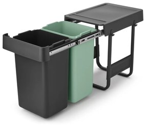 Mentazöld-sötétszürke műanyag szelektív beépíthető szemetes 30 l Sort&Go – Brabantia