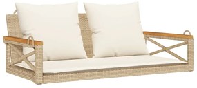bézs polyrattan hintapad párnákkal 109 x 62 x 40 cm