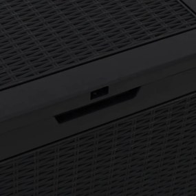 fekete polipropilén kerti tárolóláda 55,5x43x53 cm