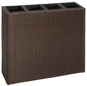 Barna polyrattan kerti magaságyás 4 kaspóval