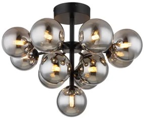 Globo 56143-13D Mennyezeti lámpa fém fekete matt, füstszínű üveg gömbök, ø: 560mm, M: 430mm, 13x G9 LED 5W 230V izzók nélkül