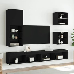 fekete TV-szekrény LED lámpákkal 40,5 x 30 x 102 cm