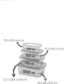 Ételtároló doboz készlet 4 x 3 db