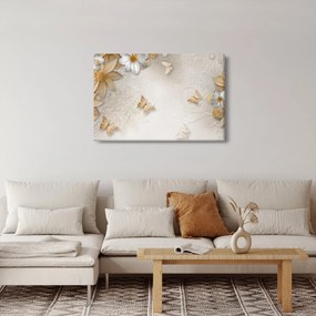 Kép - virágok pillangókkal (90x60 cm)