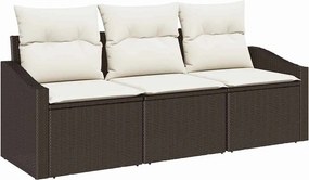 vidaXL Kerti Kanapé Szett párnával 3 pcs Barna és fehér polirattan