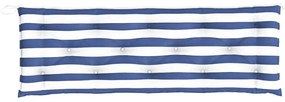 2 db kék és fehér csíkos szövet kerti padpárna 150 x 50 x 7 cm