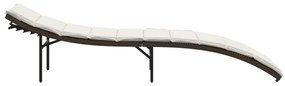 Barna polyrattan napozóágy párnával 55x199x50 cm
