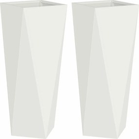vidaXL Növénytartó 2 pcs Fehér 30 x 30 x 75 cm Acél