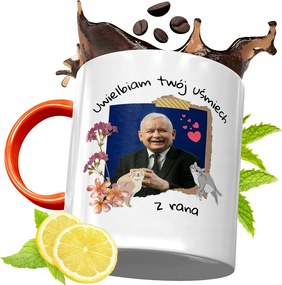 Narancssárga Bögre A Pis Elnökétől Jaroslaw Kaczynski fényképes nyomtatással