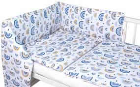 Baby Nellys 3-dílná készlet Mantinel ágyneművel - Szivárvány, kék 120x90