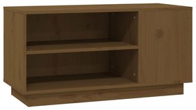 mézbarna tömör fenyőfa TV-szekrény 80x35x40,5 cm
