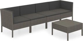 vidaXL 5 részes szürke polyrattan kerti ülőgarnitúra párnákkal
